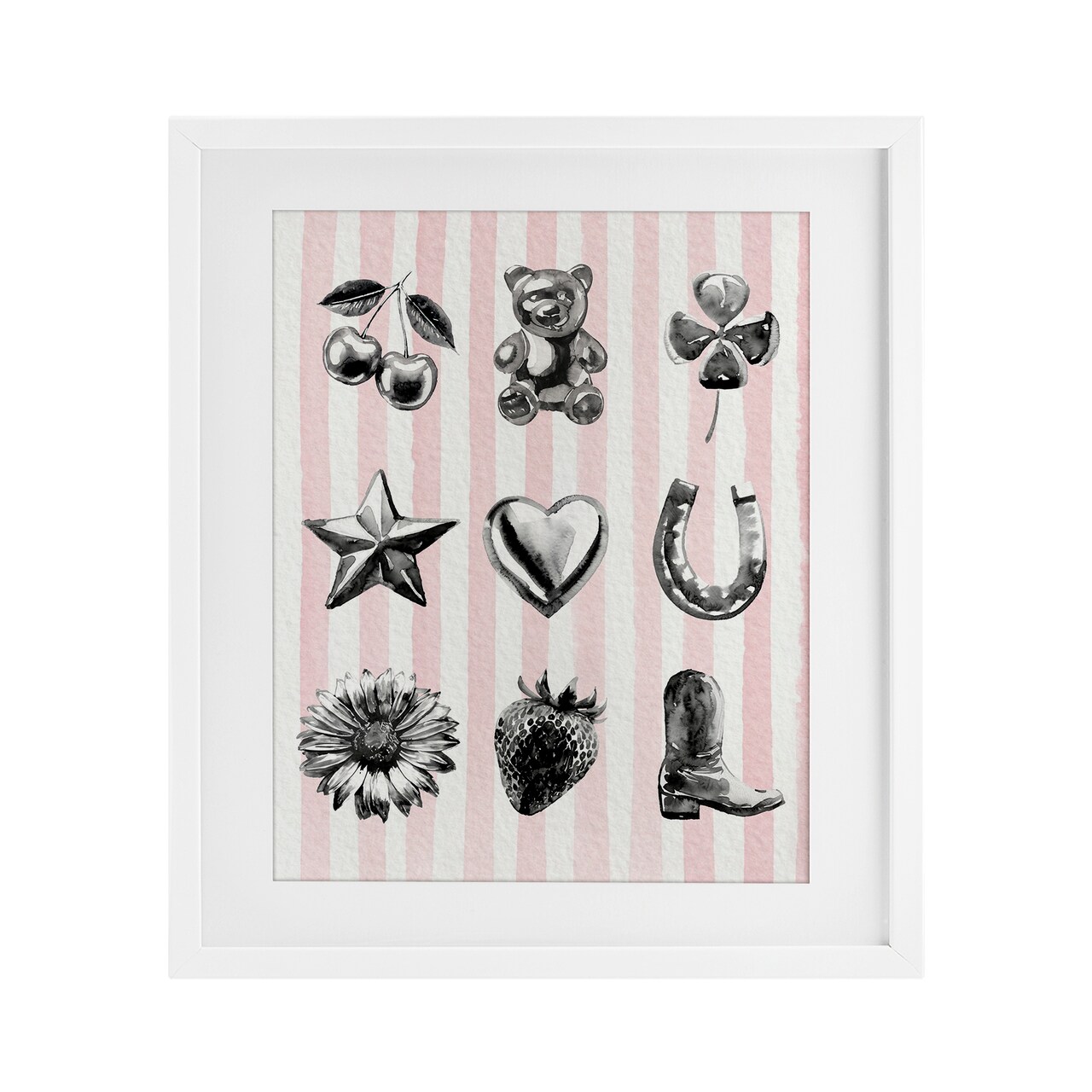 Stupell Industries Glam Western on Stripes Framed Print Under Glass, design by Lil' Rue